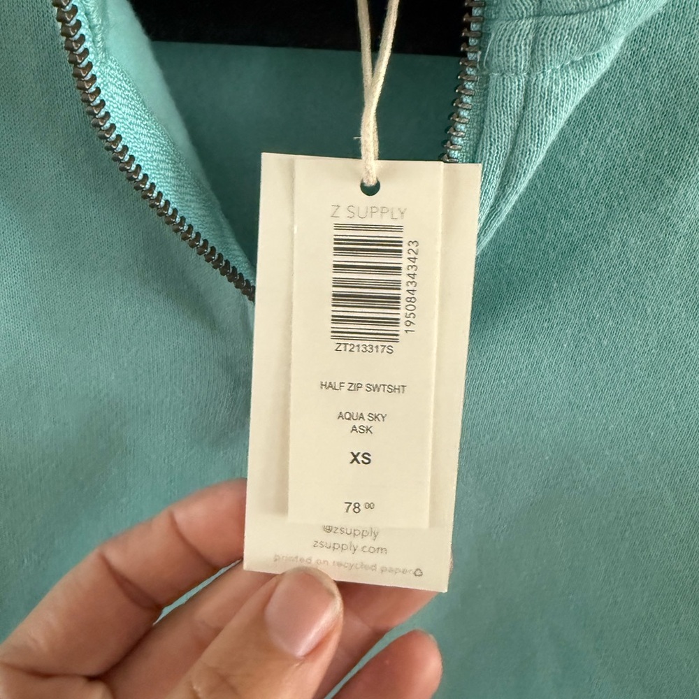 Z Supply Teal Quarter-Zip Pullover - Picture 4 of 4